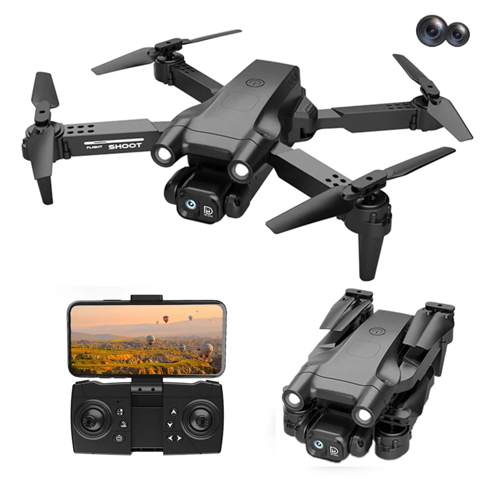 F195 Pro 4k Dual Hd Camera, Aerial Photography, Wifi, Fpv, Height Holding, Foldable Quadcopter, Helicopter