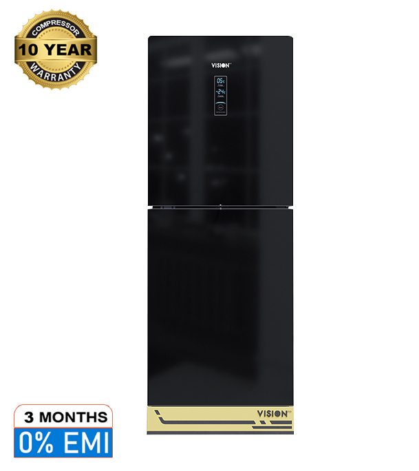 VISION Glass Door Refrigerator RE-309 Liter Non Frost Top Mount Black