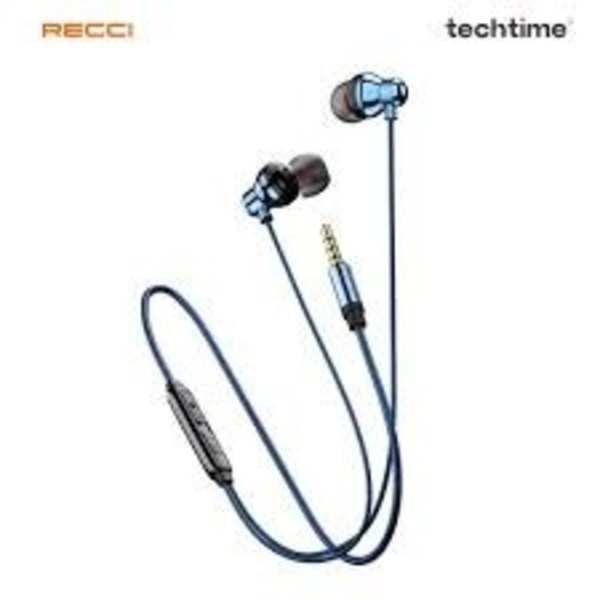 Recci REP-L35 Earphones - 13mm Brass Horn, Shocking Sound, Noise Reduction, 3.5mm Gold Plug