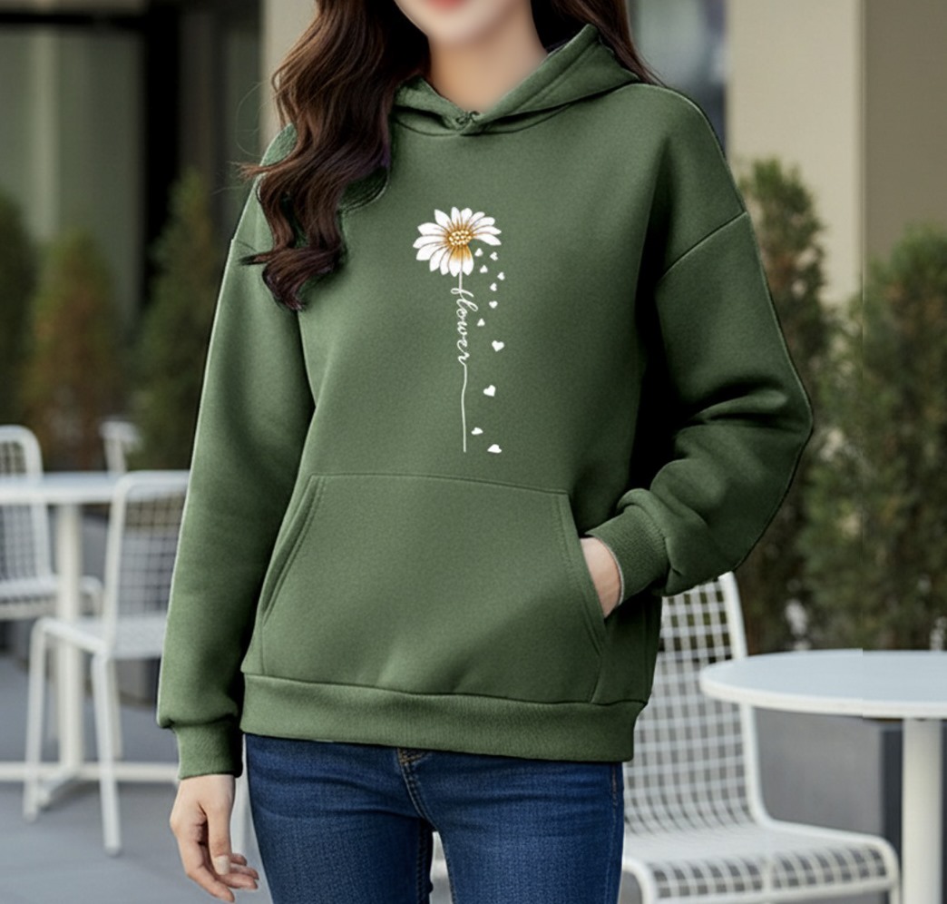Premium Comfortable Printed Ladies Winter Hoodie