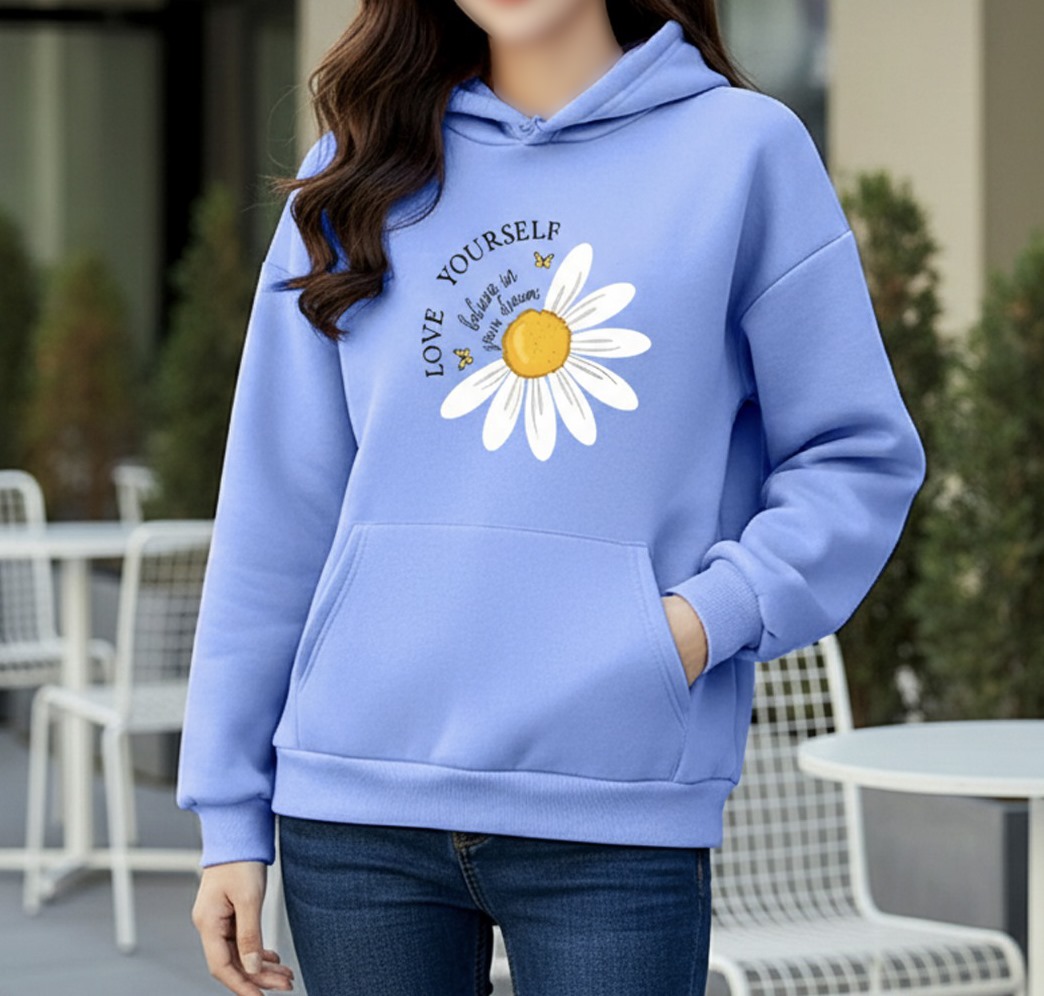 Premium Comfortable Printed Ladies Winter Hoodie