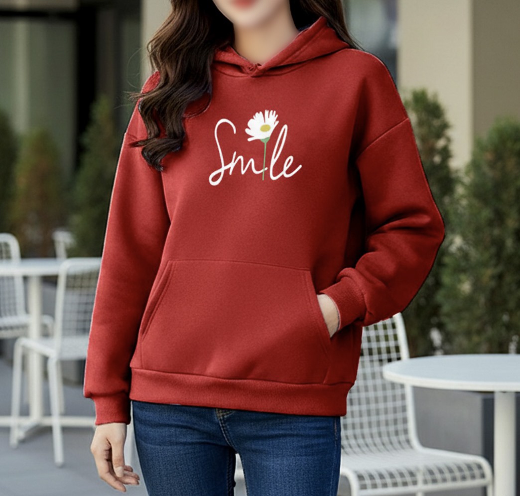 Premium Comfortable Printed Ladies Winter Hoodie