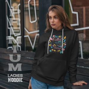 Premium Comfortable Printed Ladies Winter Hoodie ( Black)
