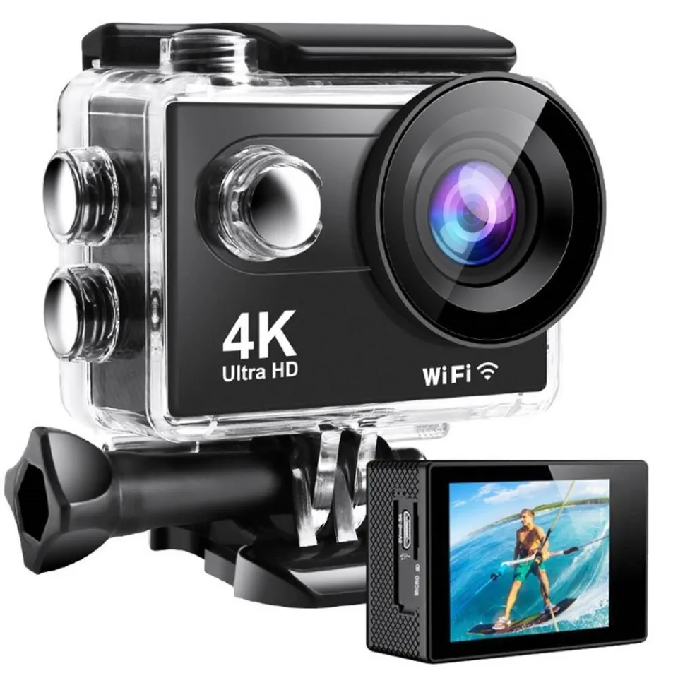 New 2024 Ausek AT-S9R Action Camera Go Pro motovlog 4k/60fps EIS Remote Control Wifi Waterproof Waterproof