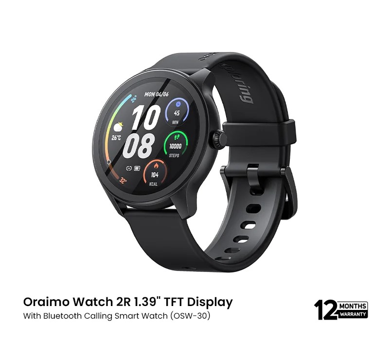 Oraimo Watch 2R 1.39" TFT Display With Bluetooth Calling Smart Watch (OSW-30) - Gold