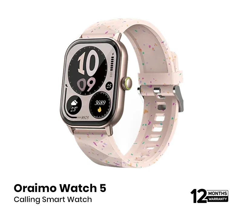 Oraimo Watch 5 Lite 2.01inch Bluetooth Calling Smart Watch (OSW-804) -Rose Gold