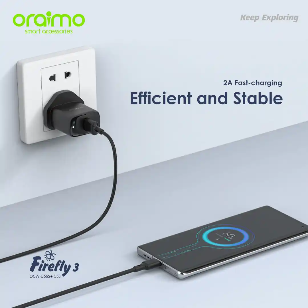 Oraimo Firefly 3 Charger (OCW-E66S+M53)- Black