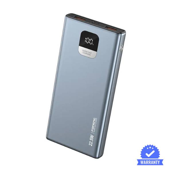 Foneng (GT100) 10000mah 22.5w with 3 outputs Power Bank - Metal Grey