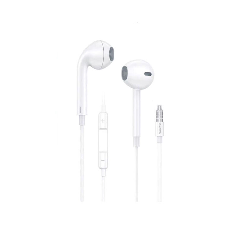 FONENG T15 Half-In-Ear 3.5mm Heavy Bass Earphone- White