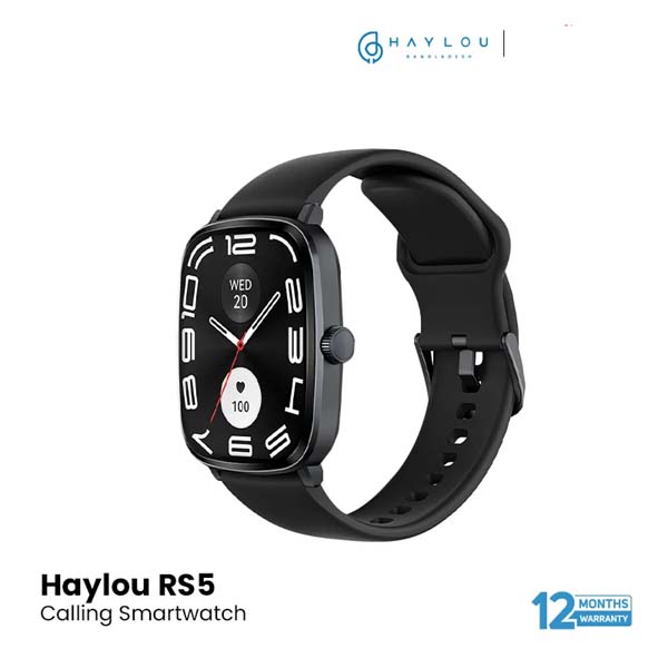 Haylou RS5 2.01” AMOLED HD Display Bluetooth Calling Smartwatch - Black