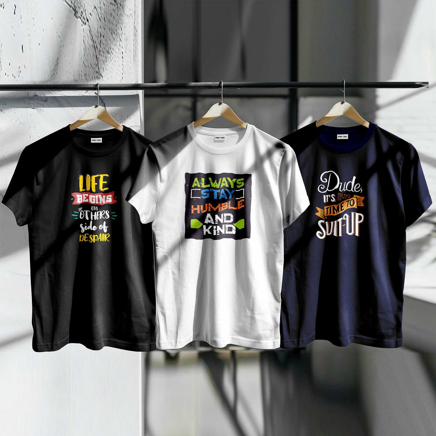 Unique Design Cotton T-Shirt 3-Piece Combo Pack