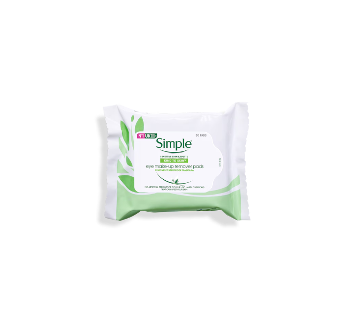 Simple Kind To Skin + Brightening Eye Make - Up Remover Pads - 30 Pads